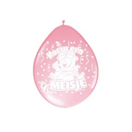 Folat Ballon Hoera een meisje 8 stuks