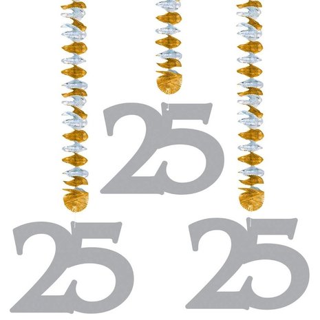 Folat Décoration spirale 25 ans mariée 3 pièces