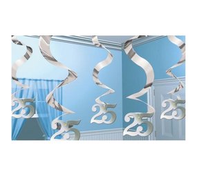 Amscan Decoration swirl 25 years silver married 5 pieces