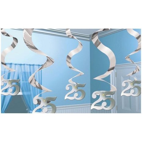 Amscan Decoration swirl 25 years silver married 5 pieces Amscan Decoration swirl 25 years silver married 5 pieces
