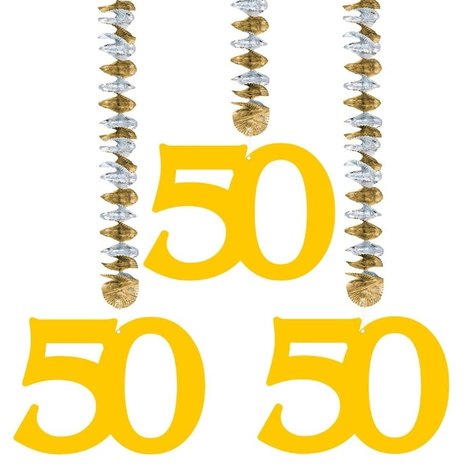 Dekoration Spiral 50 Jahre Gold | 3 Stück