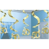 Decoratie swirl 50 jaar goud getrouwd 5 stuks Decoratie swirl 50 jaar goud getrouwd 5 stuks