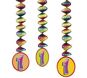 Decoratie spiraal 1 jaar 3 stuks Decoratie spiraal 1 jaar 3 stuks