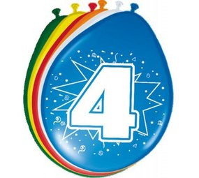 Folat Ballonnen 4 jaar 30cm | 8 stuks Folat Ballonnen 4 jaar 30cm | 8 stuks