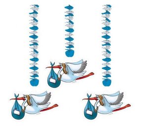 Folat Decoratie spiraal Ooievaar Jongen 3 stuks Folat Decoratie spiraal Ooievaar Jongen 3 stuks