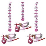 Folat Decoratie spiraal Ooievaar Meisje 3 stuks Folat Decoratie spiraal Ooievaar Meisje 3 stuks