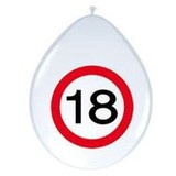 Folat Ballonnen 18 jaar Verkeersbord 30cm | 8 stuks Folat Ballonnen 18 jaar Verkeersbord 30cm | 8 stuks