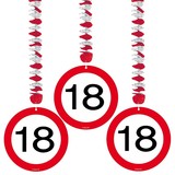 Folat Décoration spirale 18 panneau de route 3 pièces Folat Décoration spirale 18 panneau de route 3 pièces
