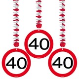 Folat Decoratie spiraal 40 Verkeersbord 3 stuks Folat Decoratie spiraal 40 Verkeersbord 3 stuks