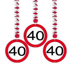 Folat Decoratie spiraal 40 Verkeersbord 3 stuks Folat Decoratie spiraal 40 Verkeersbord 3 stuks