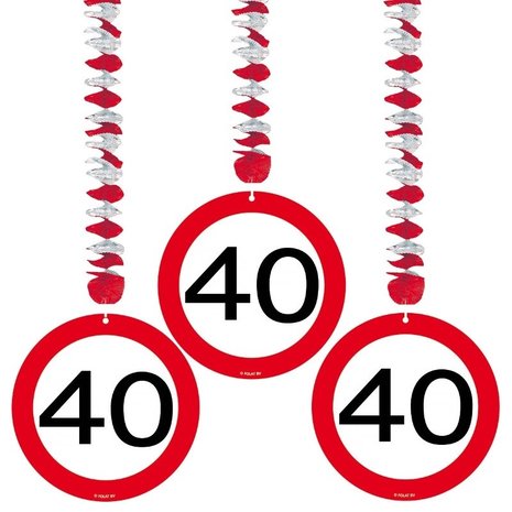 Folat Decoration spiral 40 traffic sign 3 pieces