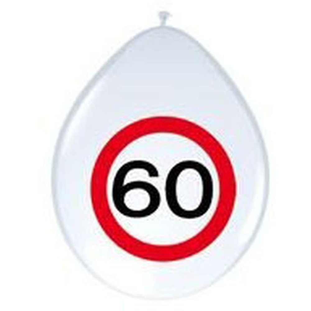 Folat Ballonnen 60 jaar Verkeersbord 30cm | 8 stuks Folat Ballonnen 60 jaar Verkeersbord 30cm | 8 stuks