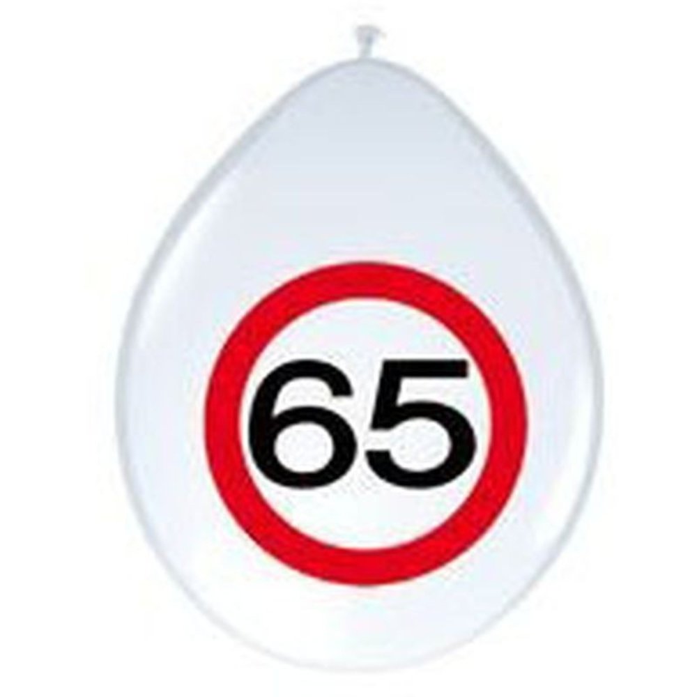 Ballon 65 jaar Verkeersbord 8 stuks Ballon 65 jaar Verkeersbord 8 stuks