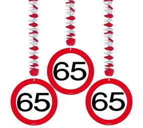 Decoratie spiraal 65 Verkeersbord 3 stuks