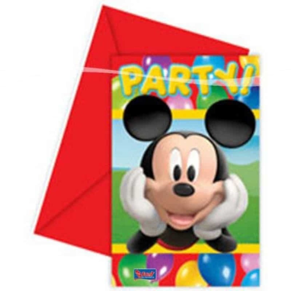 Uitnodiging Mickey Mouse Party 6 stuks Uitnodiging Mickey Mouse Party 6 stuks