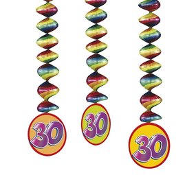 Decoratie spiraal 30 jaar 3 stuks