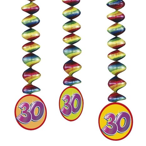 Decoratie spiraal 30 jaar 3 stuks Decoratie spiraal 30 jaar 3 stuks