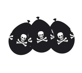 Ballon Piraat doodshoofd 6 stuks Ballon Piraat doodshoofd 6 stuks