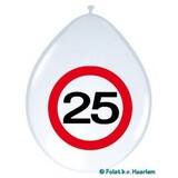 Folat Ballonnen 25 jaar Verkeersbord 30cm | 8 stuks