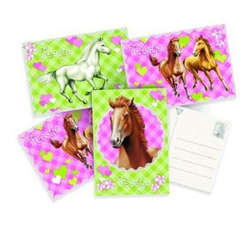 Einladungen rosa Ponypferde | 6 Stück Einladungen rosa Ponypferde | 6 Stück