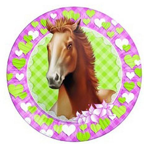 Haza - Witbaard Borden Pink Pony Paarden 23cm | 8 stuks Haza - Witbaard Borden Pink Pony Paarden 23cm | 8 stuks