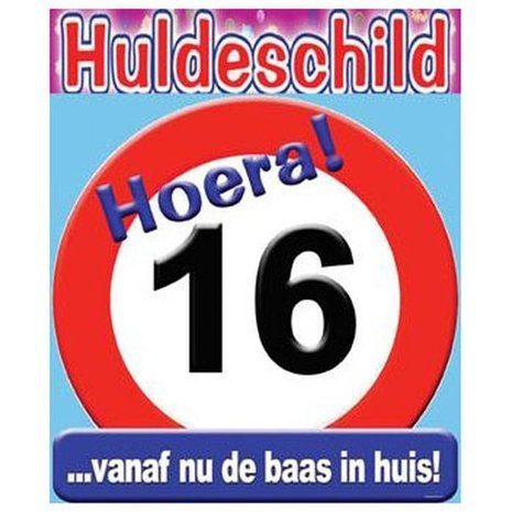 Verkeers Deurbord 16 jaar GROOT ca. 50cm Verkeers Deurbord 16 jaar GROOT ca. 50cm