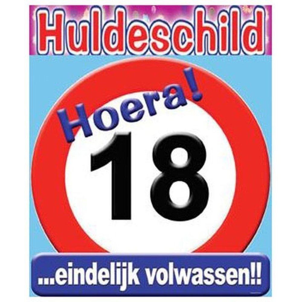 Verkeers Deurbord 18 jaar GROOT ca. 50cm