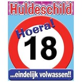 Verkeers Deurbord 18 jaar GROOT ca. 50cm