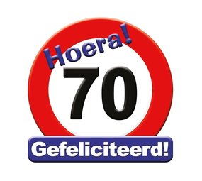 Paper Dreams Verkeers Deurbord 70 jaar GROOT ca. 50cm