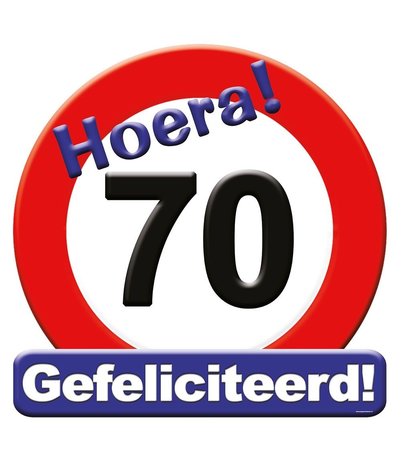 Paper Dreams Verkeers Deurbord 70 jaar GROOT ca. 50cm Paper Dreams Verkeers Deurbord 70 jaar GROOT ca. 50cm