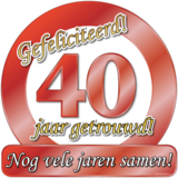 Verkeers Deurbord 40 jaar getrouwd GROOT ca. 50cm Verkeers Deurbord 40 jaar getrouwd GROOT ca. 50cm
