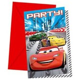 Uitnodiging Cars racers 6 stuks Uitnodiging Cars racers 6 stuks