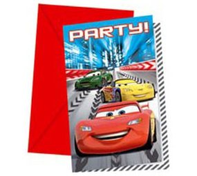 Uitnodiging Cars racers 6 stuks Uitnodiging Cars racers 6 stuks