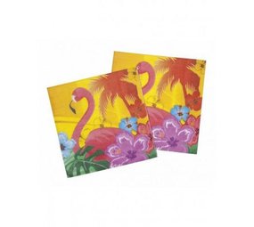 Servet Hawaii roze flamingo 12 stuks Servet Hawaii roze flamingo 12 stuks