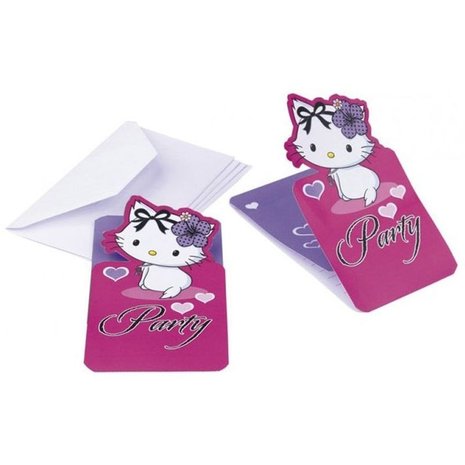 Uitnodiging Charmmy Kitty Hearts 6 stuks Uitnodiging Charmmy Kitty Hearts 6 stuks