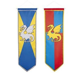 Boland Vaandel Ridder met draak rood met blauw Boland Vaandel Ridder met draak rood met blauw