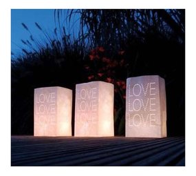 Waxine lichtzak Love 5 stuks