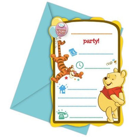 Invitation Winnie de Pooh | 6 pieces Invitation Winnie de Pooh | 6 pieces