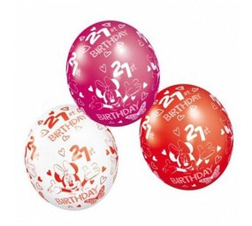 Ballon Minnie Mouse met leeftijd 21 jaar | 5 stuks Ballon Minnie Mouse met leeftijd 21 jaar | 5 stuks