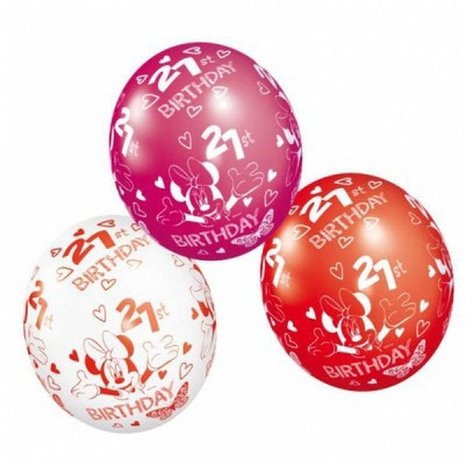 Ballon Minnie Souris avec 21 ans | 5 pièces