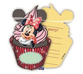 Uitnodiging Minnie Mouse cupcake 6 stuks Uitnodiging Minnie Mouse cupcake 6 stuks