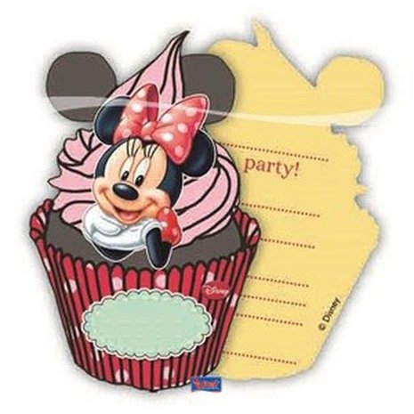 Einladung Minnie Maus Cupcake 6 Stück Einladung Minnie Maus Cupcake 6 Stück