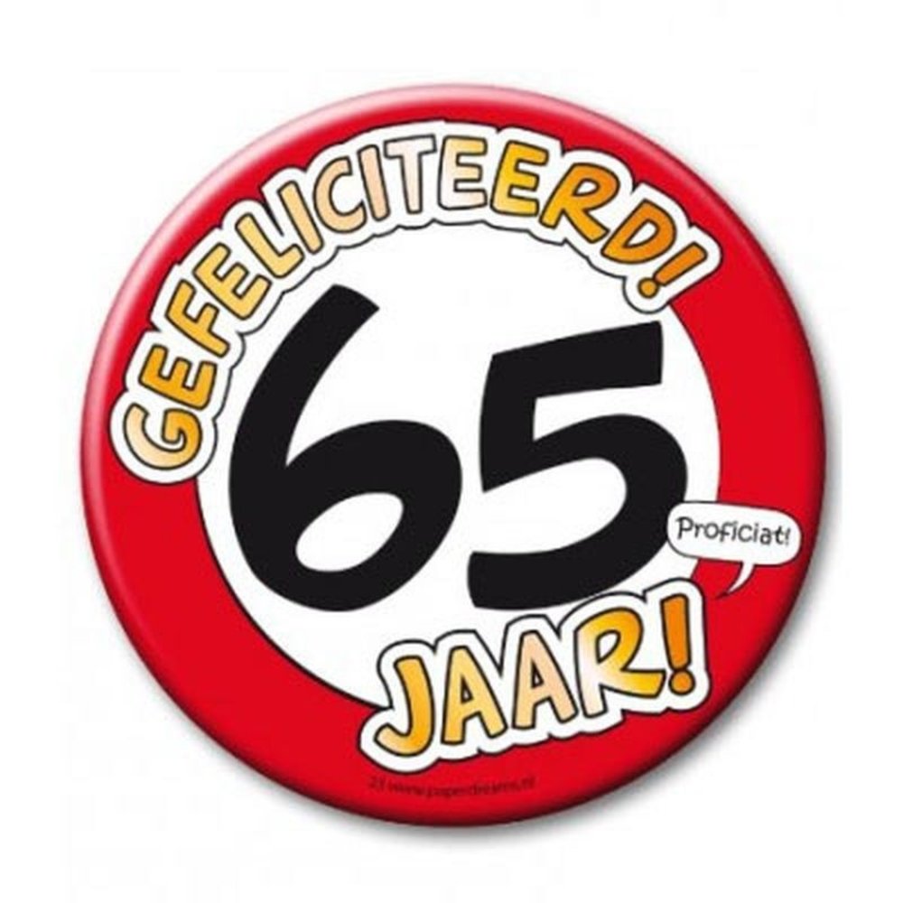 Button XL 65 jaar Verkeersbord