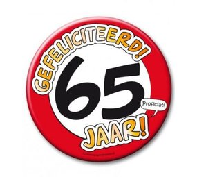 Button XL 65 jaar Verkeersbord