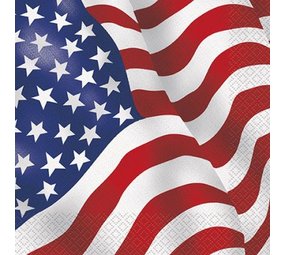 Servet USA vlag 33x33cm 16 stuks Servet USA vlag 33x33cm 16 stuks