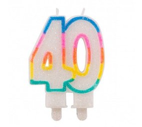 Folat Bougie 40 ans de couleur scintillante Folat Bougie 40 ans de couleur scintillante