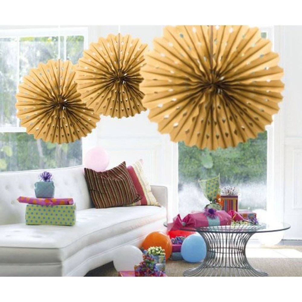 Honeycomb waaier goud 45cm | per stuk Honeycomb waaier goud 45cm | per stuk