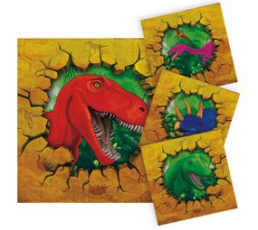 Folat Serviettes de table Dinosaure Dino Party 25x25 cm | 16 pièces