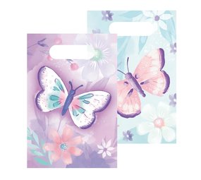 Party bags butterflies paper 24x16cm | 8 pieces Party bags butterflies paper 24x16cm | 8 pieces
