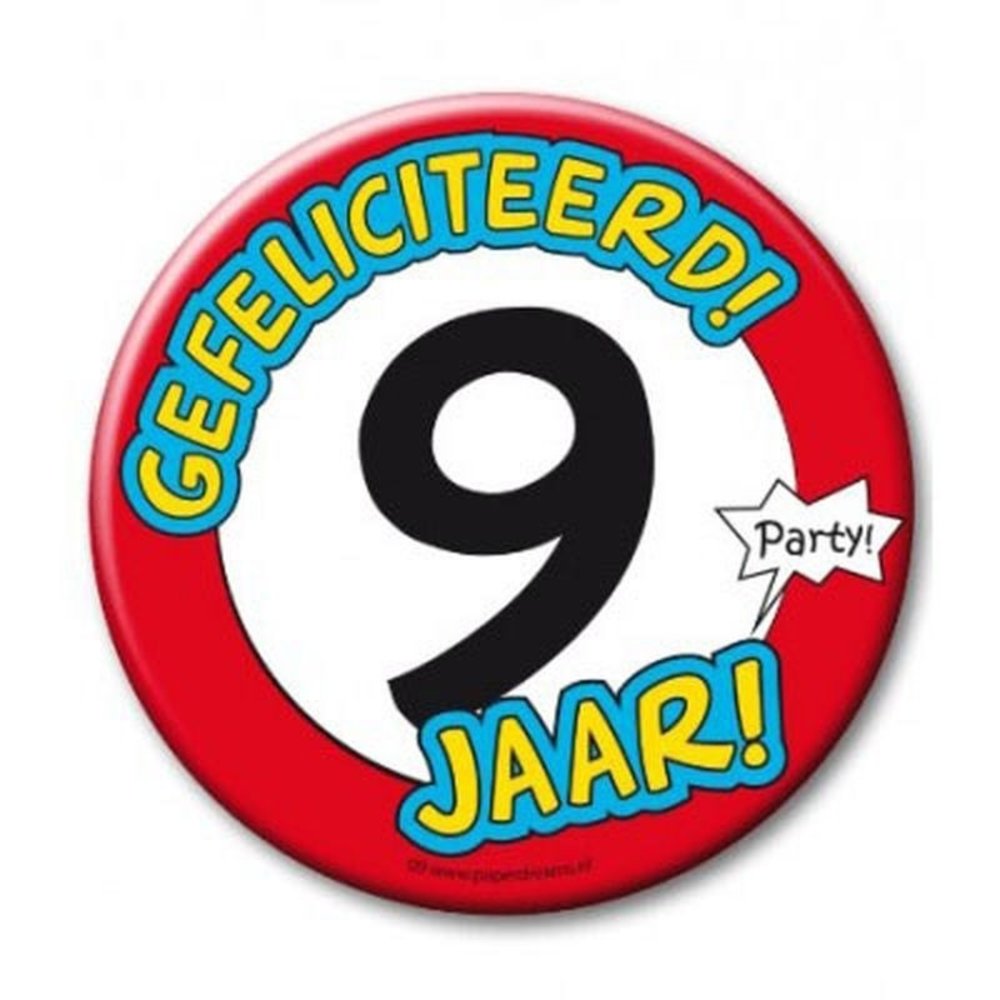 Paper Dreams Button XL 9 jaar Verkeersbord Paper Dreams Button XL 9 jaar Verkeersbord